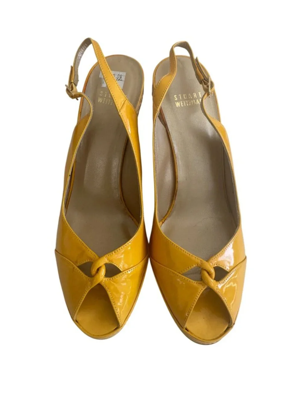 STUART WEITZMAN Yellow Patent Leather Wedges Size 9.5 - Picture 2 of 10